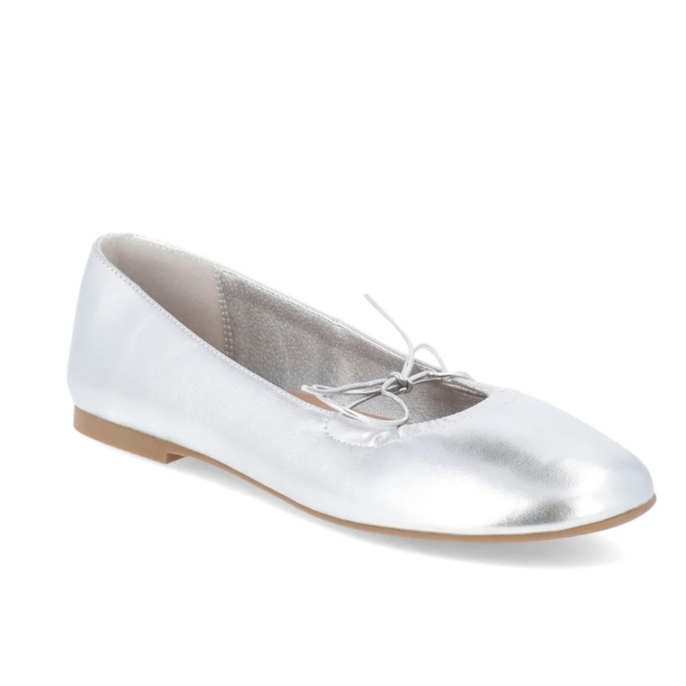 Nwt No Boundaries Bow Mary Jane Flats Ballerina Silver 9.5 Memory Foam Revolve